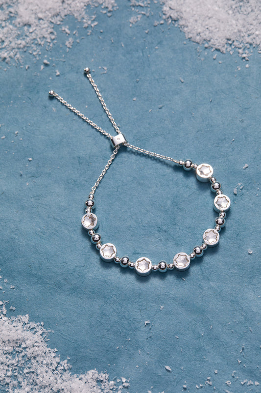 Crystal Snowflake Beaded Bolo Bracelet