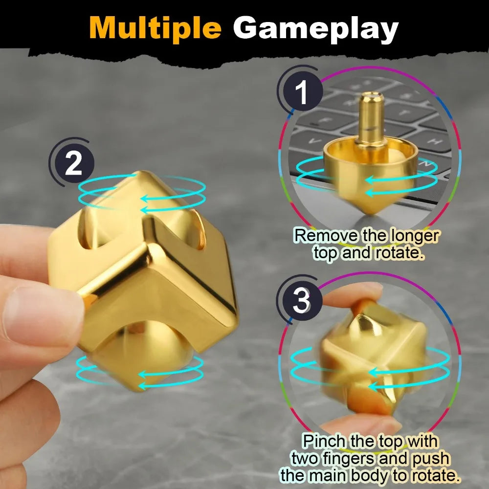 Alloy Cube Spinner Gyroscope Anti Stress Fidget Toy